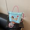 Embroidered Dog Handbag Made of Nylon for Women; Japanese-style Casual Bag for Commuting and Going Out; Versatile Single Shoulde