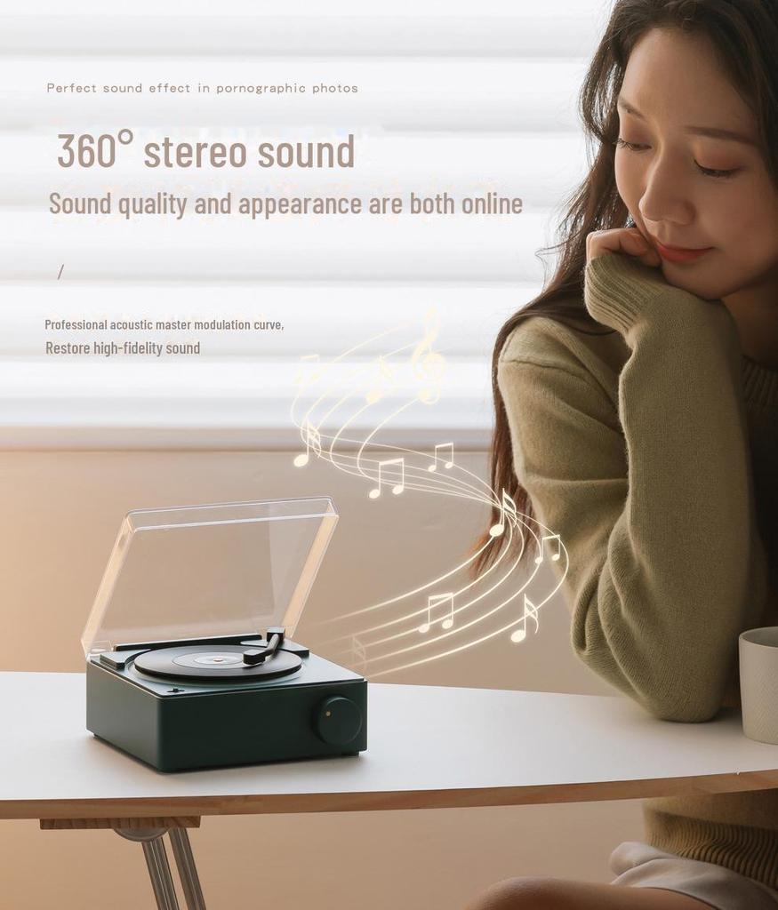 Kreativer Atomic Schallplattenspieler mit Bluetooth: Multifunktions-Wecker, Lautsprecher, Audio-Karte, Intelligentes Drahtloses Desktop-Gerät