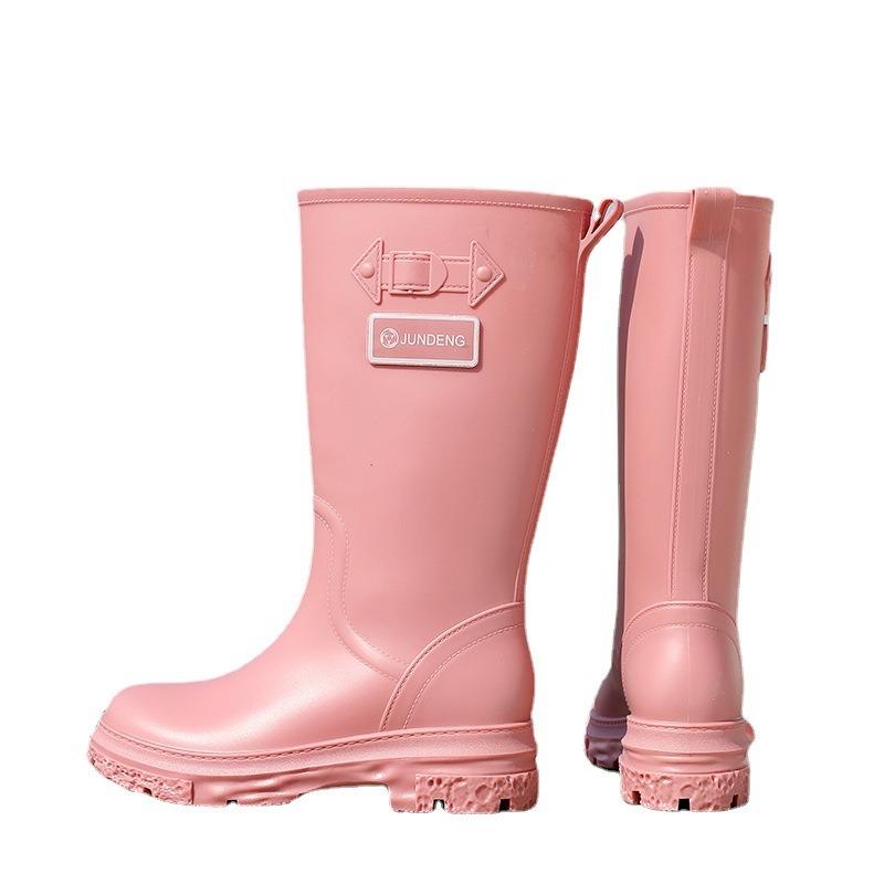Fashion versatile water boots women's long tube extra high heel rain shoes high tube women's non-slip large size rain boots boots