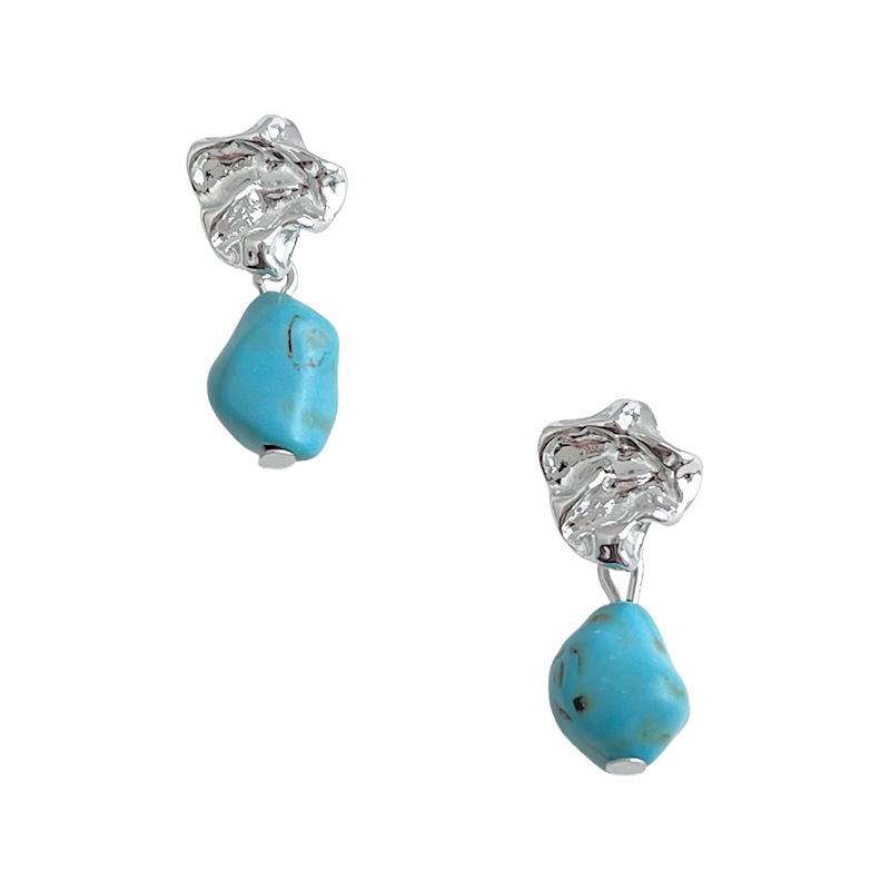 Handmade Chinese-Style Synthetic Turquoise Earrings: Retro Ethnic Design for Women
