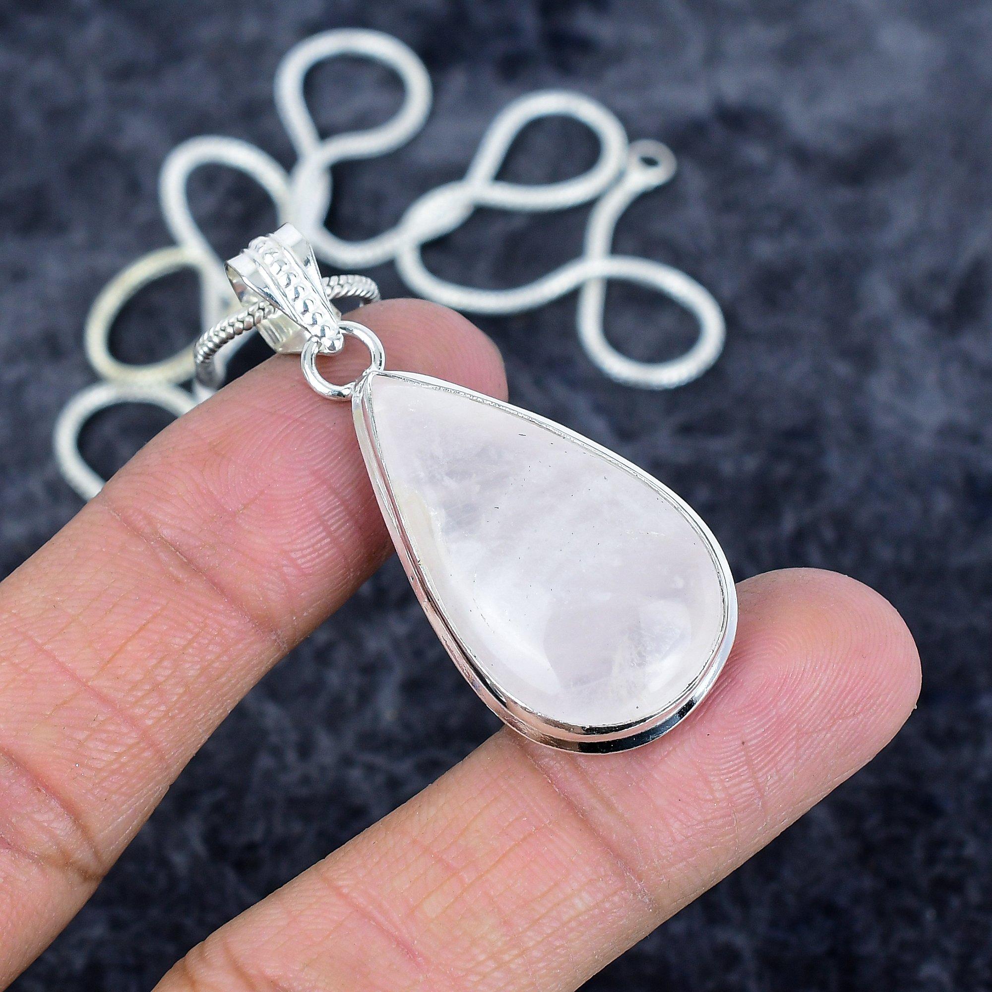 

Rose Quartz Gemstone Handmade 925 Sterling Silver Jewelry Pendant 1.89 M-2966