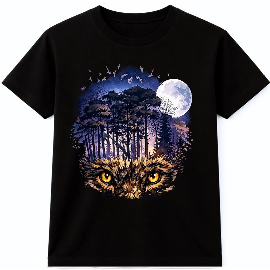 Owl T-Shirt Wildlife Graphic Tee Nature Bird Animal Lover Forest Gift Top