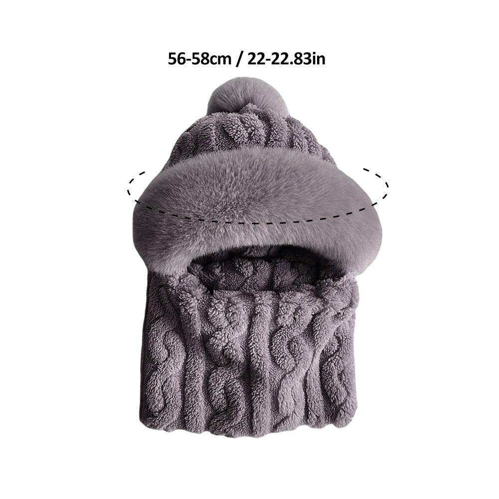 Winter Scarf Set Hooded Hat Set Women Plush Neck Warm Russia Outdoor Skiing Caps Windproof Plush Hat Thick Plush Fluffy Beanies