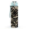 1PC Black Lace Vintage Texture Print 750ml Color Plastic Sports Water Bottle Leakproof Flip Straw Lid Suitable for Sports Office Home Use