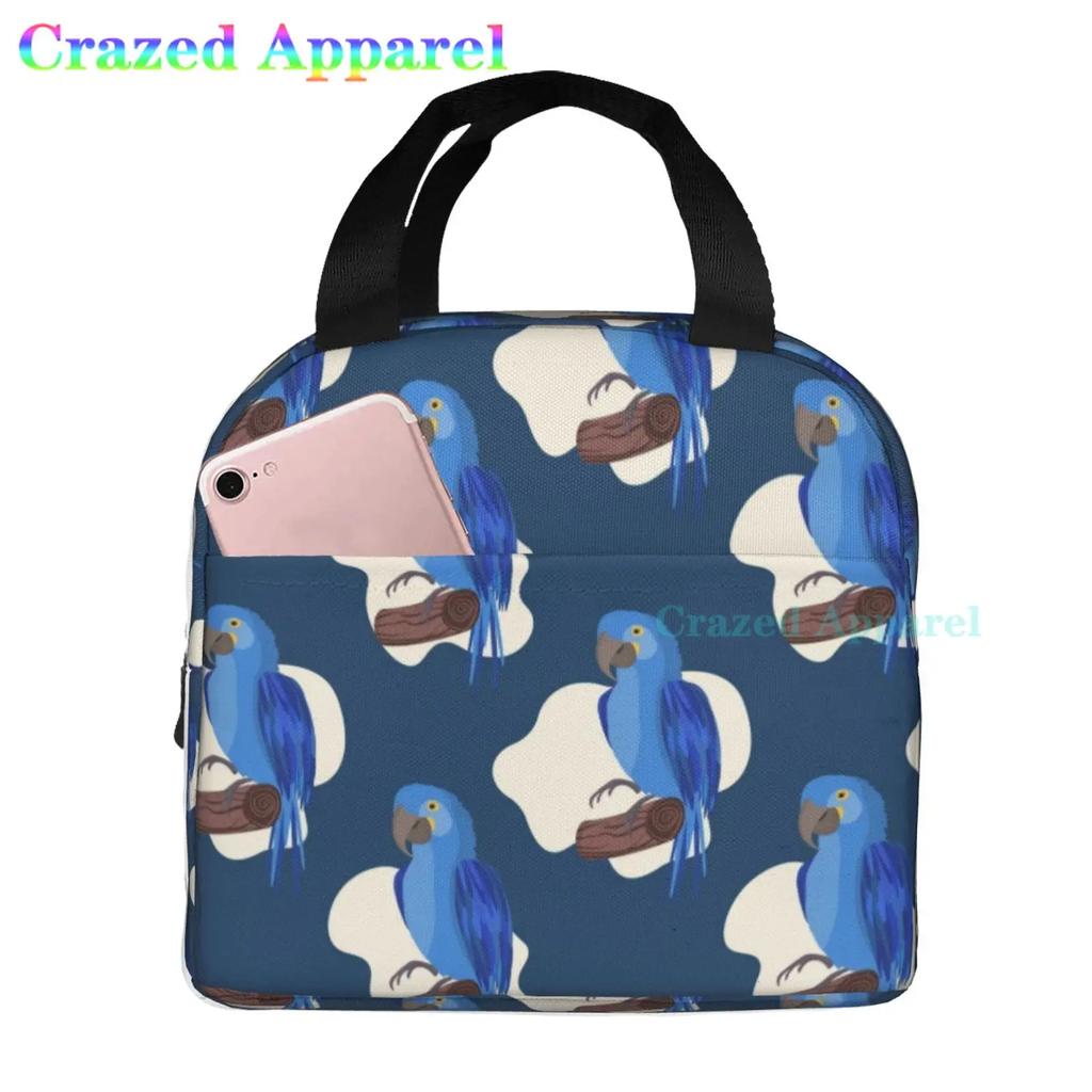 Painted Parrots Birds Plam Tree Oxford Cloth Lunch Bag Tote Lunch Box Reusable Cooler Organizer Bag For Unisex Fishing Picnic