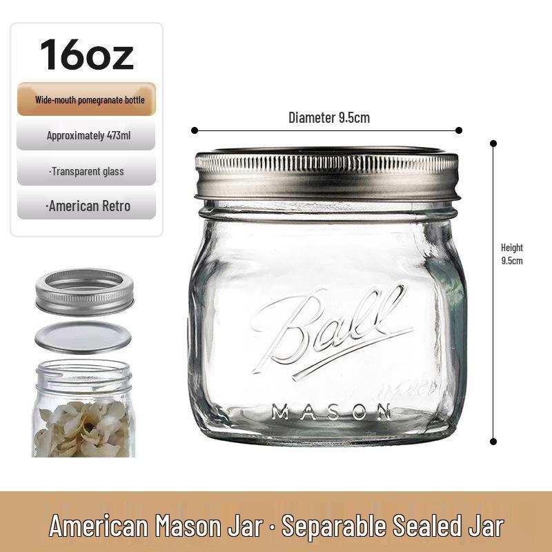 Zavařovací sklenice Mason Jar s víčkem na ovesnou kaši, džem a nápoje - Retro americký styl