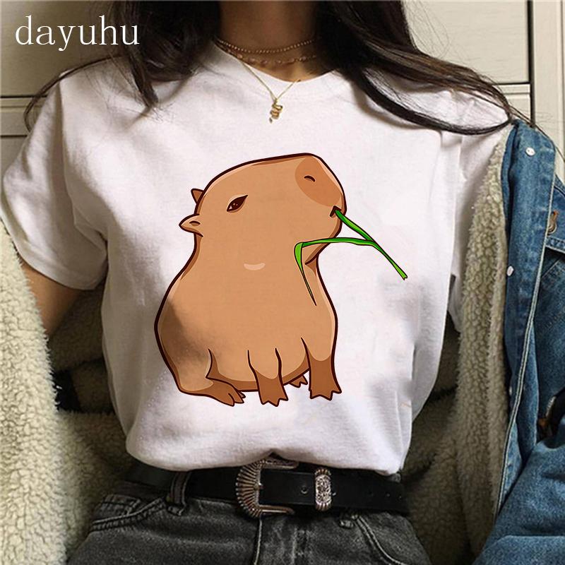 Funny 90s Capybara Tshirt Unisex Tshirt Capibara Cartoons Clothes Girl Capybaras T Shirt Female Casual Top Clothes