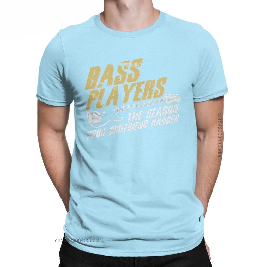 Men Bass Players Dances Graphic T Shirts Music Guitar Pure Cotton Tops Casual Crew Neck Tee Shirt for Men Printed T-Shirt