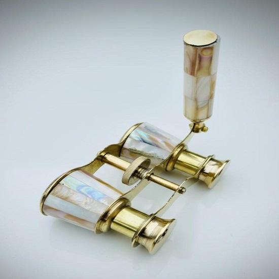 Brass Opera Glasses with Mother of Pearl Inlay