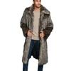 Men's Faux Fur Coat Winter Long Faux Mink Jacket Coat Fluffy Thick Trench Fake Fur Jacket for Men Windproof Long Sleeve Outerwear Warm Parka Overcoat