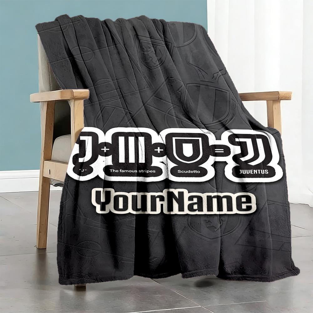 Juventus Customize Text Blanket Gift Personalized Blanket Soft Warm Cozy Suitable for Bedding Livingroom Office Office Chair Four Seasons Multipurpose