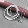 925 Sterling Silver Three Ring Circular Pendant Necklace Fashion Wedding Jewelry