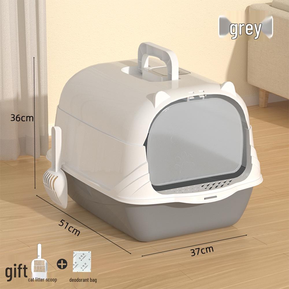 

Extra Large Enclosed Anti-Spill Flip-Top Cat Litter Box with Deodorizing PP Material Litter Box