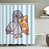 Cute Bird Pizza Shower Curtain Farmhouse Bathroom Decor Funny Animal Pattern Waterproof Fabric Washable Home Textile