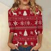 Women's Fashion Casual Christmas Printed Round Neck Long Sleeve Pullover Top