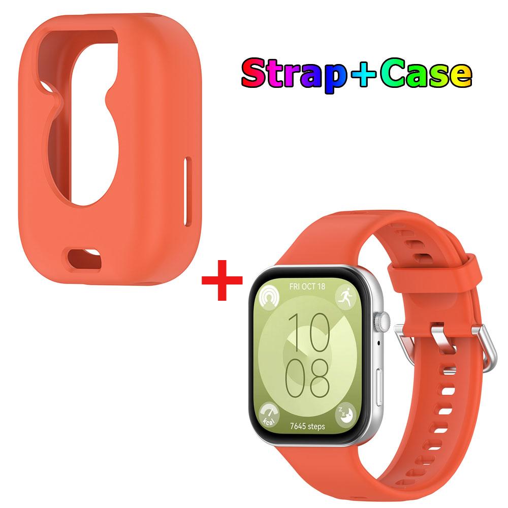 Silicone Watch Strap + Protective Case For Huawei Watch Fit 3 Watchband Bracelet Band Correa Screen Protector Cover Shell