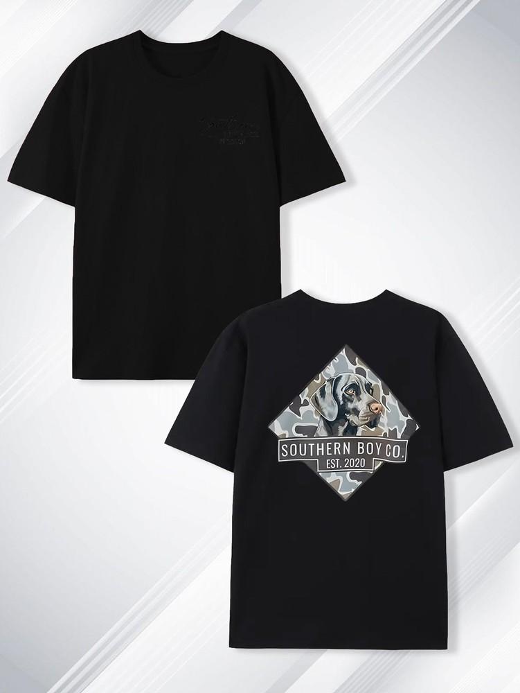

Soft amp; Comfy T-Shirt for MenNavy Blue with Cute Cartoon Puppy PrintDouble-Si wbr/ d Unisex T-Shirt XL