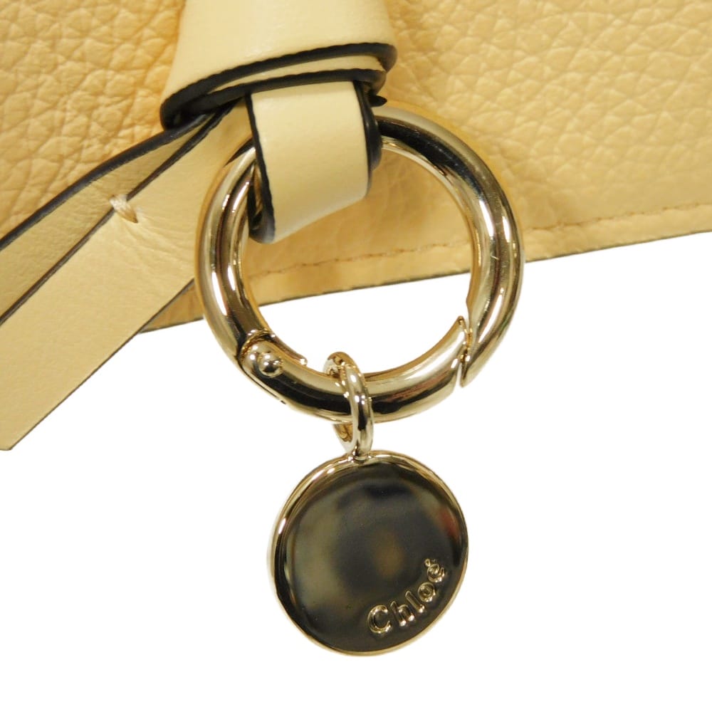 Used 9656 Alphabet Card Holder CHC21WP015F57 7946 Current Pastel Pass Case Unused Logo Medal Charm Yellow Women's from