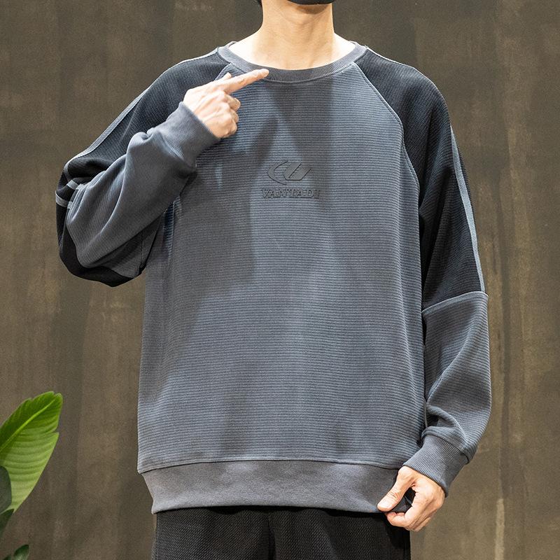 Американский ретро трендовый бренд текстура контрастный цвет дизайн круглый вырез свитер — фото 5