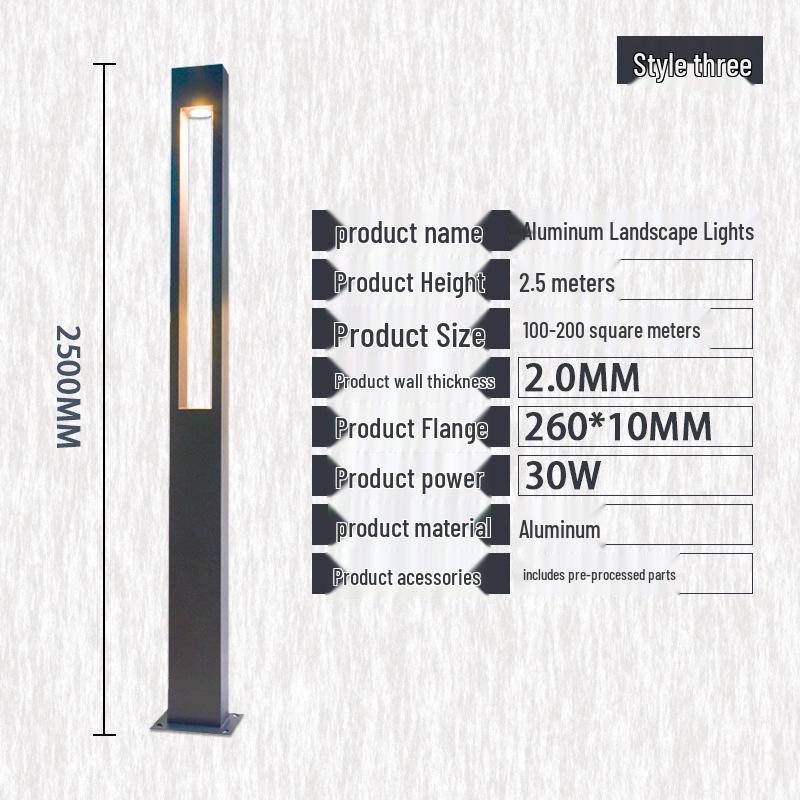 Solar Aluminum Garden Light: Modern Square Post for Outdoor Courtyard