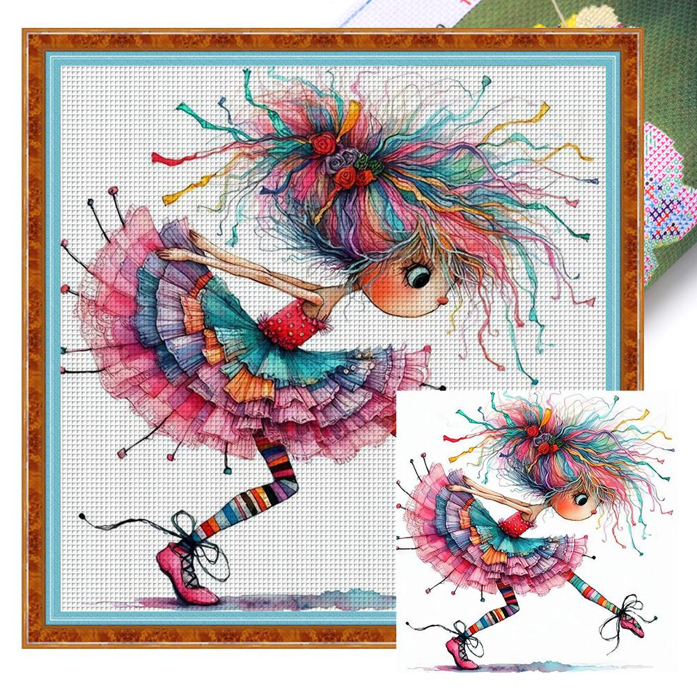 Full Embroidery Eco-cotton Thread 11CT Printed Girl Cross Stitch Kit Art