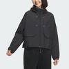 Adidas Womens Solid Long Sleeve Zip Sports Casual Hooded Jacket Women Jackets Black IM8991