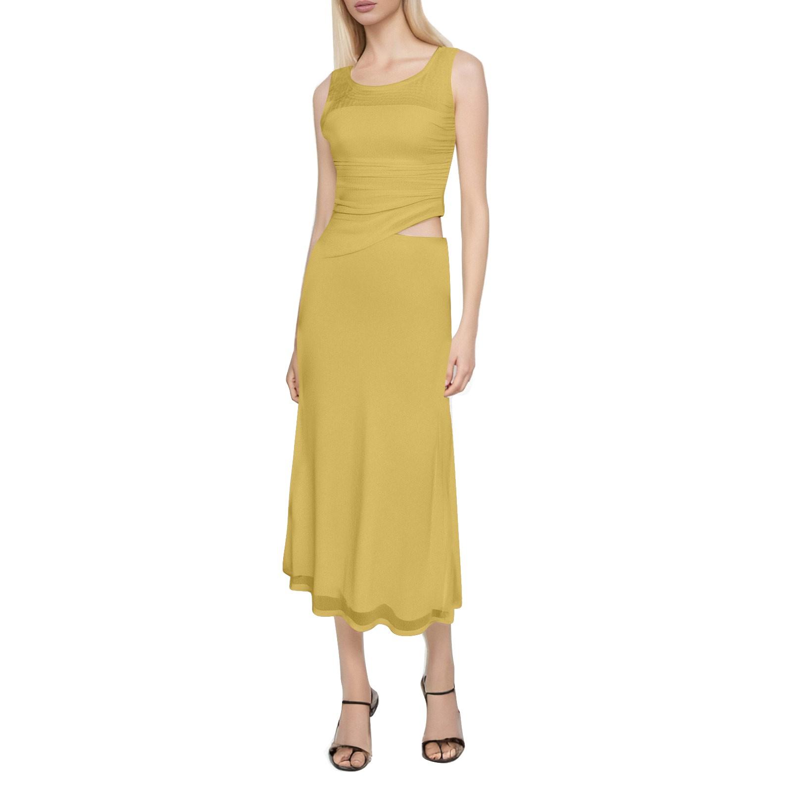 

Women s Dresses Mesh Patchwork Skinny Dresses XL жовтий