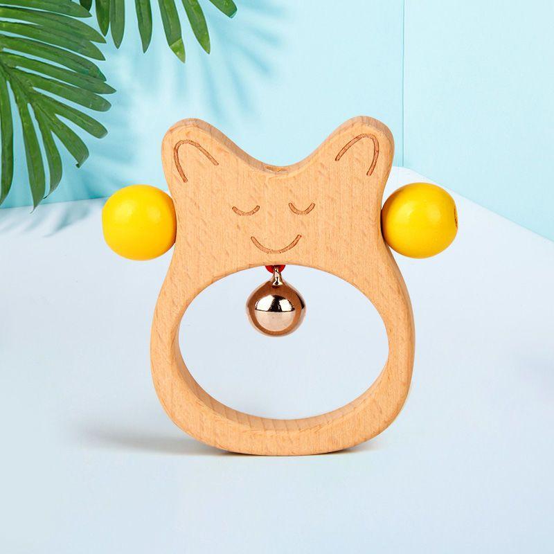 Baby Rattle Toy Baby's Rattle Grasping Wooden Handbell for Baby's Attention Attracting