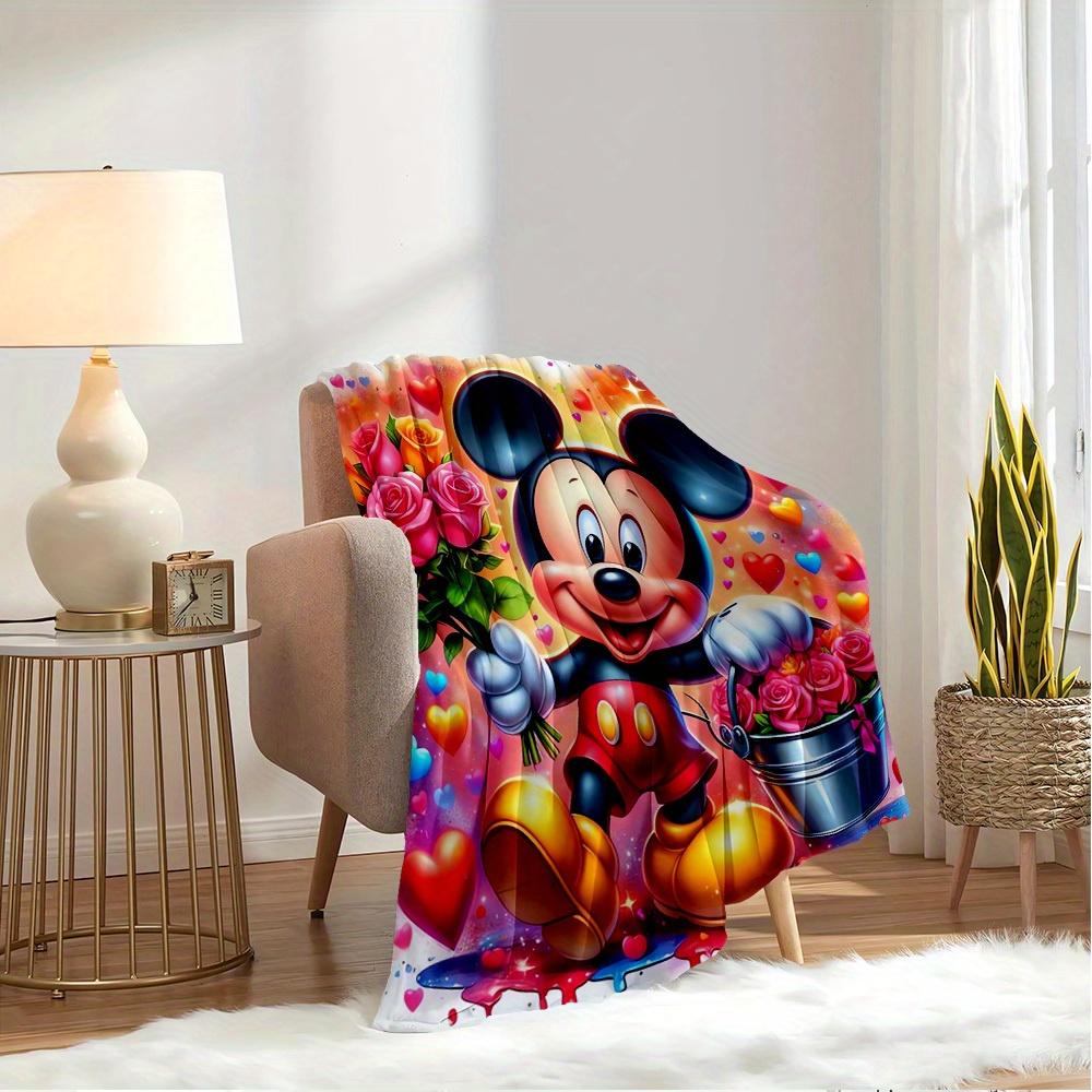 1pc Pieces flannel Mickey floral pattern bed blanket, Valentine's Day gift, home decoration, soft and comfortable