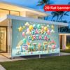 2D flat 1 piece Happy Birthday Train Polyester Photography Background Cloth Party Banner Pulling Birthday Supplies