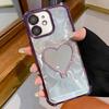 Heart-shaped Mirror Electroplated TPU + Acrylic Phone Case with Holder