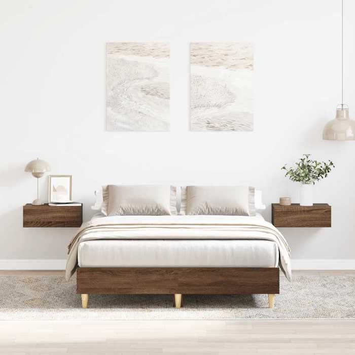 VidaXL Cadre de lit sans matelas chêne marron 135x190 cm, meuble de chambre à coucher, sommier, lit double, lit, châlit, lit 861072