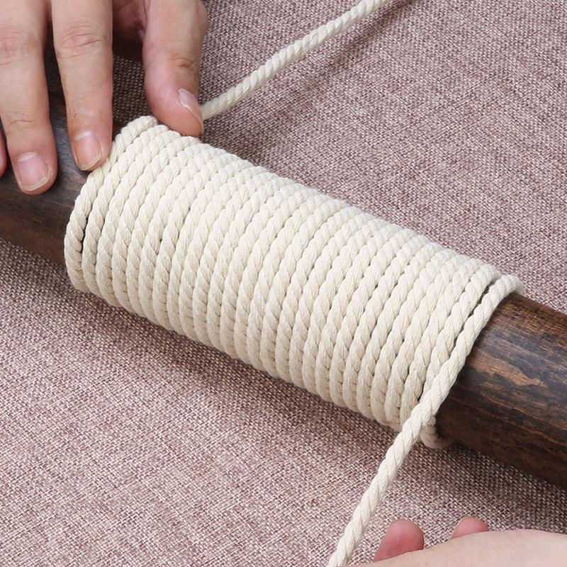 Sturdy Handmade Three-Strand Cotton-Hemp Rope for DIY Projects - Thick White Binding or Air Conditioner Water Pipe