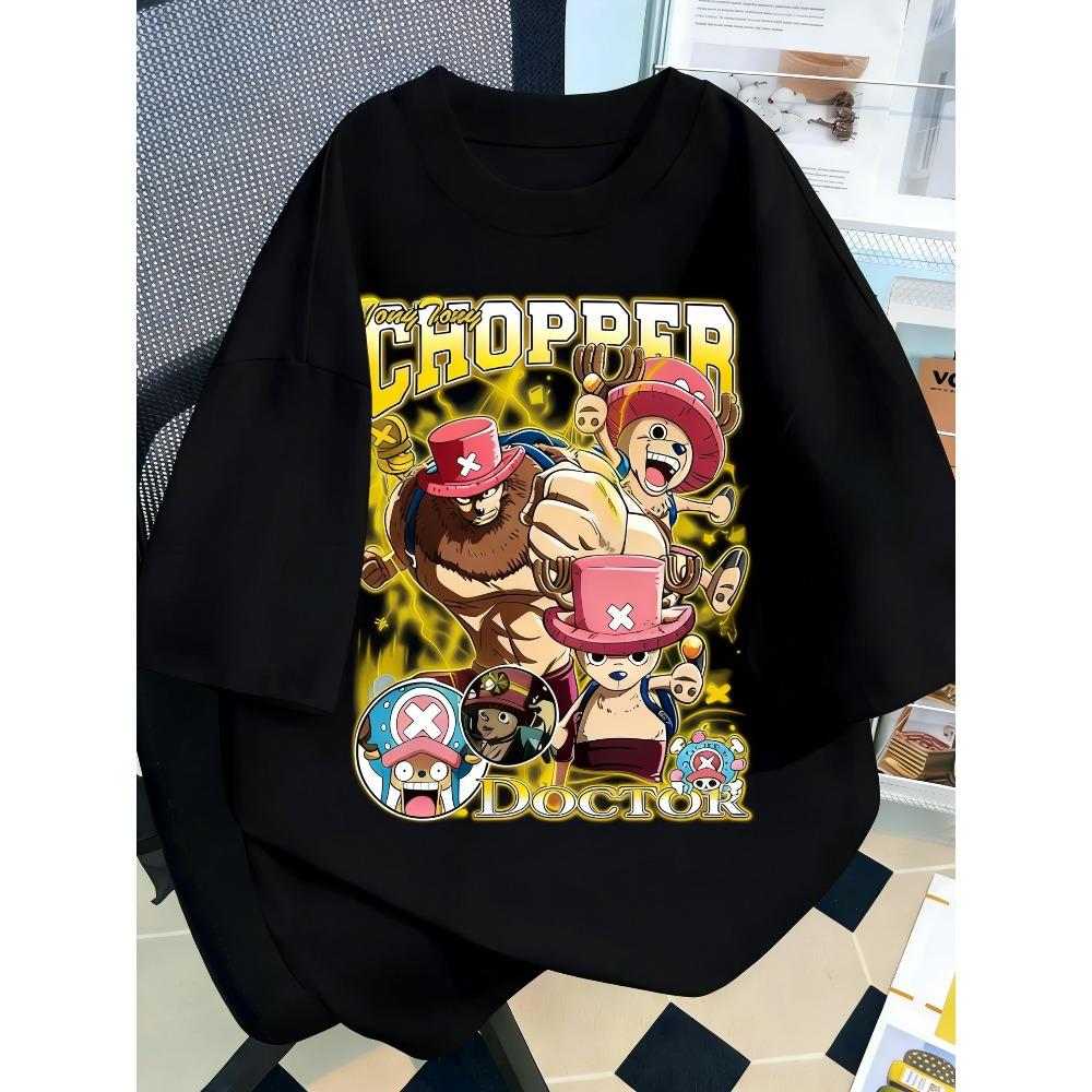 Plus Size One Piece Anime Printed Men and Women Tshirt Casual Parent Child Top Fashion Harajuku Style Street Wear Summer Y2K