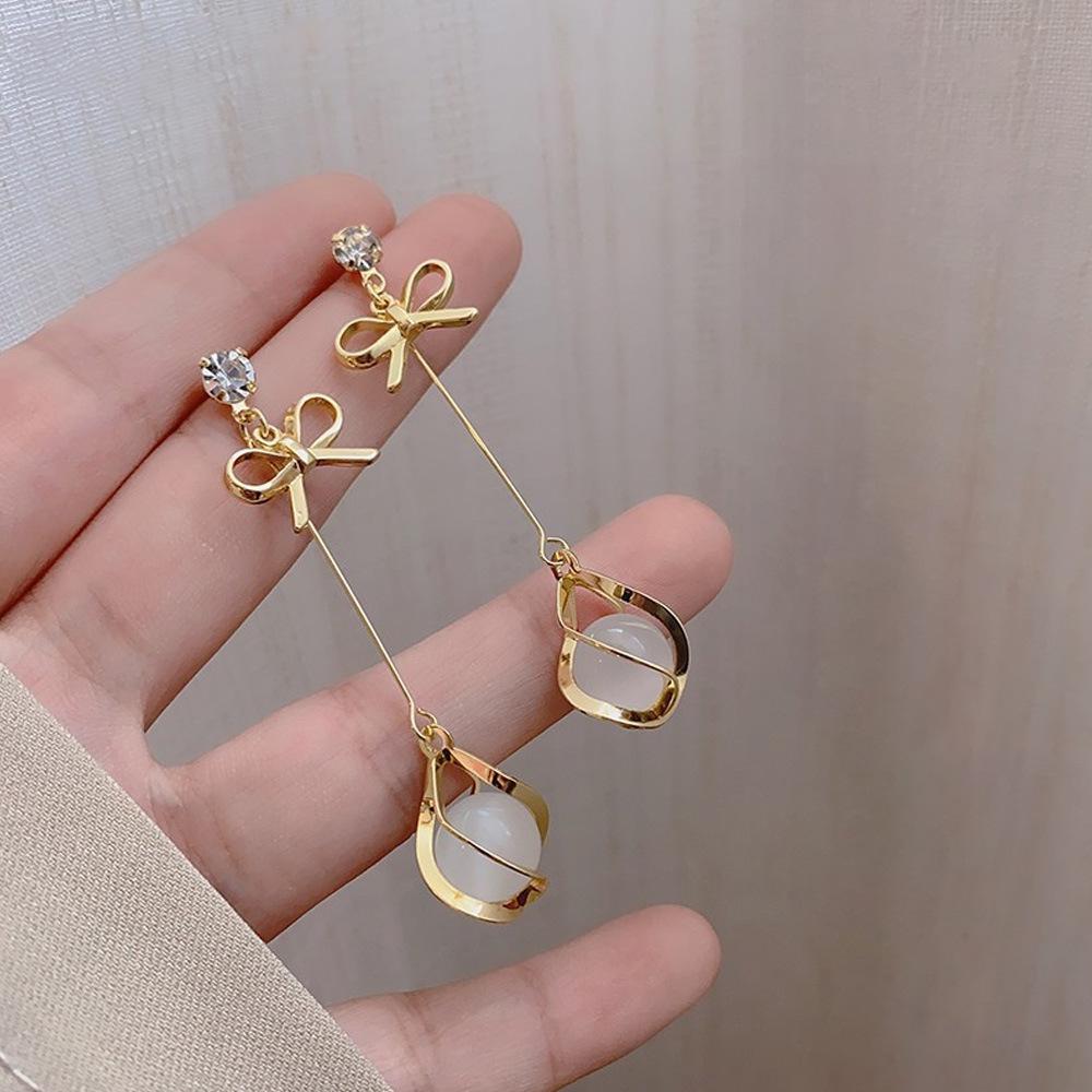 Elegant Floral Bow Earrings - High-End French Design for Women