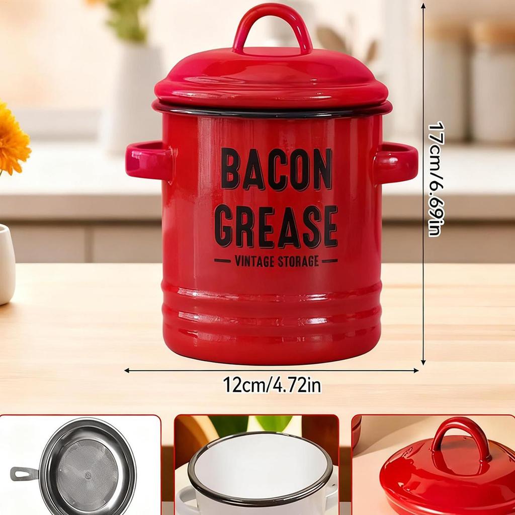 Grease Container for Kitchen Large Capacity Grease Strainer and Container for Baking Roasting Meal Prep Holiday Camping