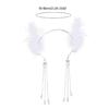 Feather Headband with Tassel White Feather Hair Hoop Headwear for Women