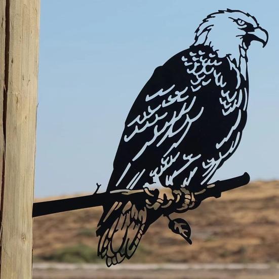 Yousheng Vlajka Orla Stromová Kůl Kovová Silueta Zvířete Dekorace Zahradní Dekorace Zvířecí Znamení s Kůlem pro Zahradní Strom Plotový Sloupek Venkovní Dekorace