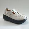 Sapatos Plataforma Mary Jane Femininos de Verão Vazados Respiráveis Recortados Casuais Aumentadores de Altura Sapatos Brancos 5cm Conforto Macio
