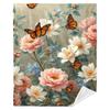 Floral Butterfly Blanket Vintage Peony And Daisy With Monarch Butterflies Soft Fleece Throw Cozy Home Decor Gift For Women