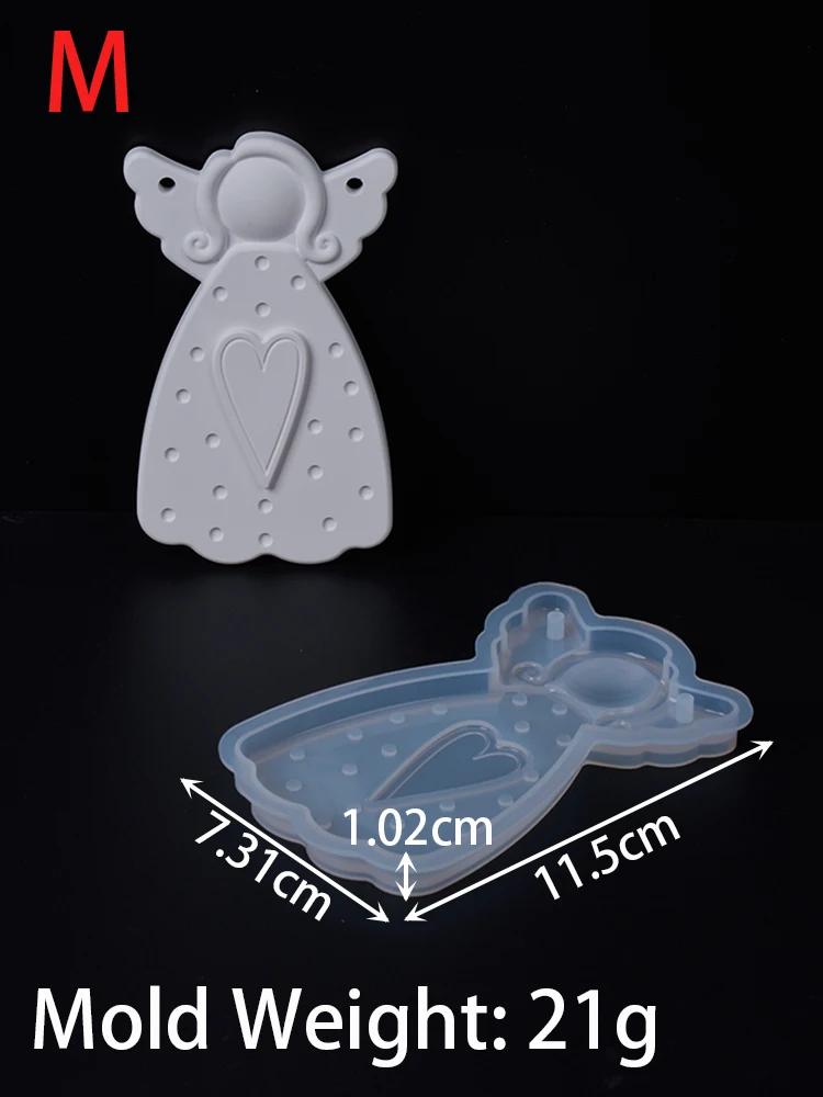 DIY Faceless Angel Silicone Mold Christmas Tree Hanging Ornament Plaster Concrete Resin Mould Heart Dot Texture Dress Girl Craft