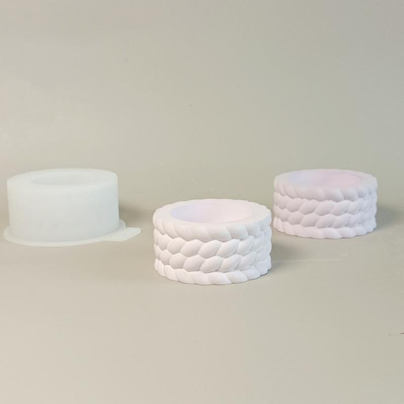 Braided Cord Silicone Candlestick Molds for Epoxy Resin Candle Stand Woven Rope Textured Silicone Tealight Holder Molds