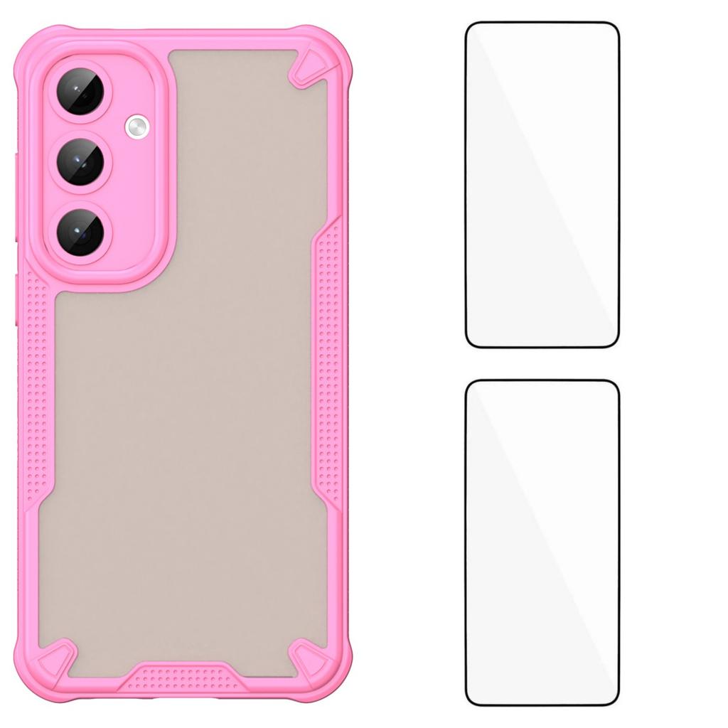 Für Samsung Galaxy S25+ Rückseite WANLONFENG MFFJ2 Serie TPU+Acryl Handyhülle mit 2 Stück gehärtetem Glas