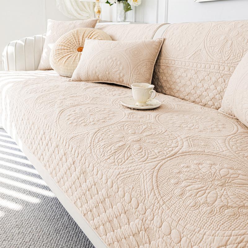 Washed Cotton Sofa Cushion Universal In All Seasons  New Seat Cushion Light Luxury High-End Non-Slip Leather Cover Fabric Cover