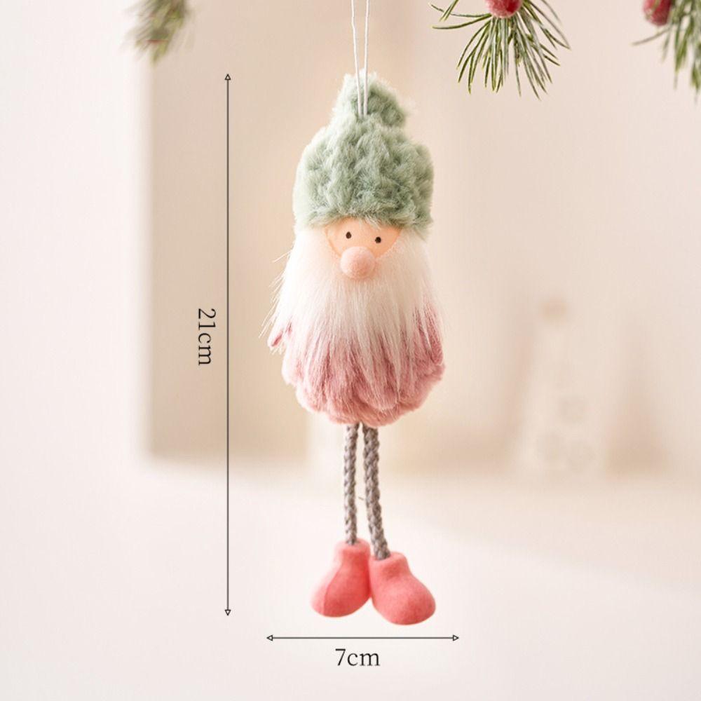 Pink Green Christmas Decorations Santa Snowman Doll Embellishment Hanging Pendants Doll Festival Accessories Xmas Tree Ornaments