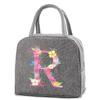 Reusable Insulated Lunch Bag Canvas Insulated Lunch Storage Bag Ladies Men's Portable Lunch Bag Waterproof Letter Pattern