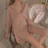 2024 Summer Women's Sexy Pajama Set - Boyfriend Style Shirt Dress with Lace Shorts