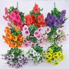 Aritificial Herbs Trinity Bouquet Flower 15 Heads Eucalyptus Leaf Pansy Bunch for Wedding Party Hotel Home Decor