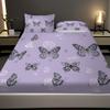 3pcs Purple Dreamy Butterfly Romantic Print Coreless Bed Sheet Set Multiple Sizes Bed Cover Bedroom Bedding Decoration