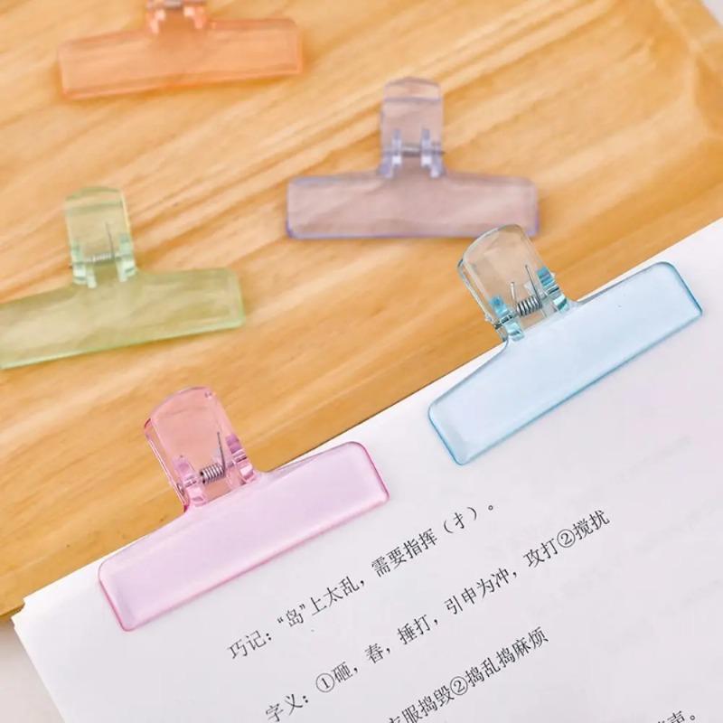 1Pcs Ins Transparent Binder Clips Kawaii Paperclips File Documents Tickets Clips Bookmarks Index Page Holder Office Binding Supplies